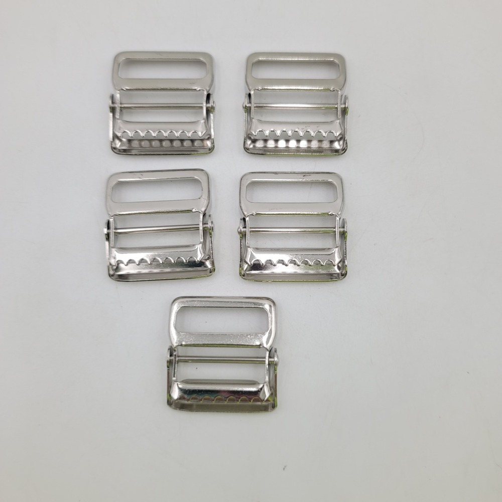 5pc Metal Cam Buckles 1.5 Inch Silver Spring Loaded Webbing Strap Sliders DIY